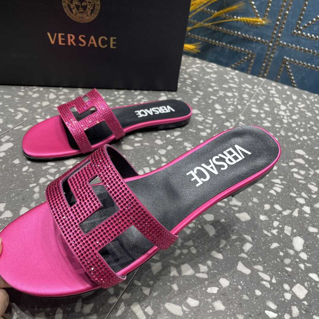 Versace Greca Maze Crystal Flat Sandals - 