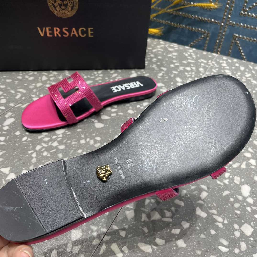 Versace Greca Maze Crystal Flat Sandals - 