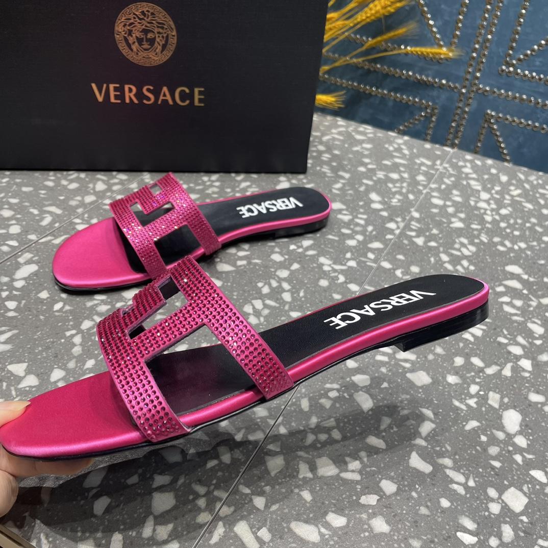 Versace Greca Maze Crystal Flat Sandals - 