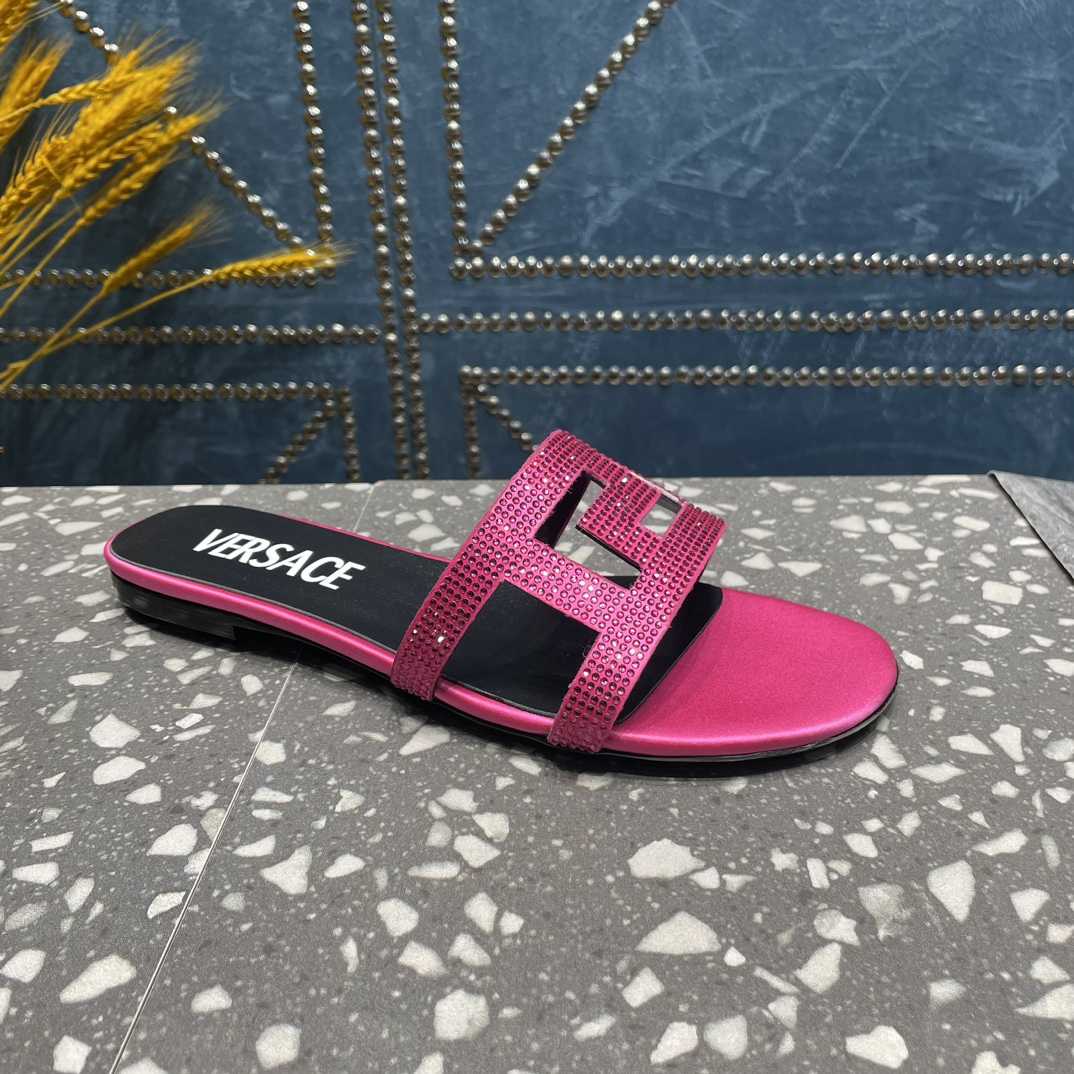 Versace Greca Maze Crystal Flat Sandals - 