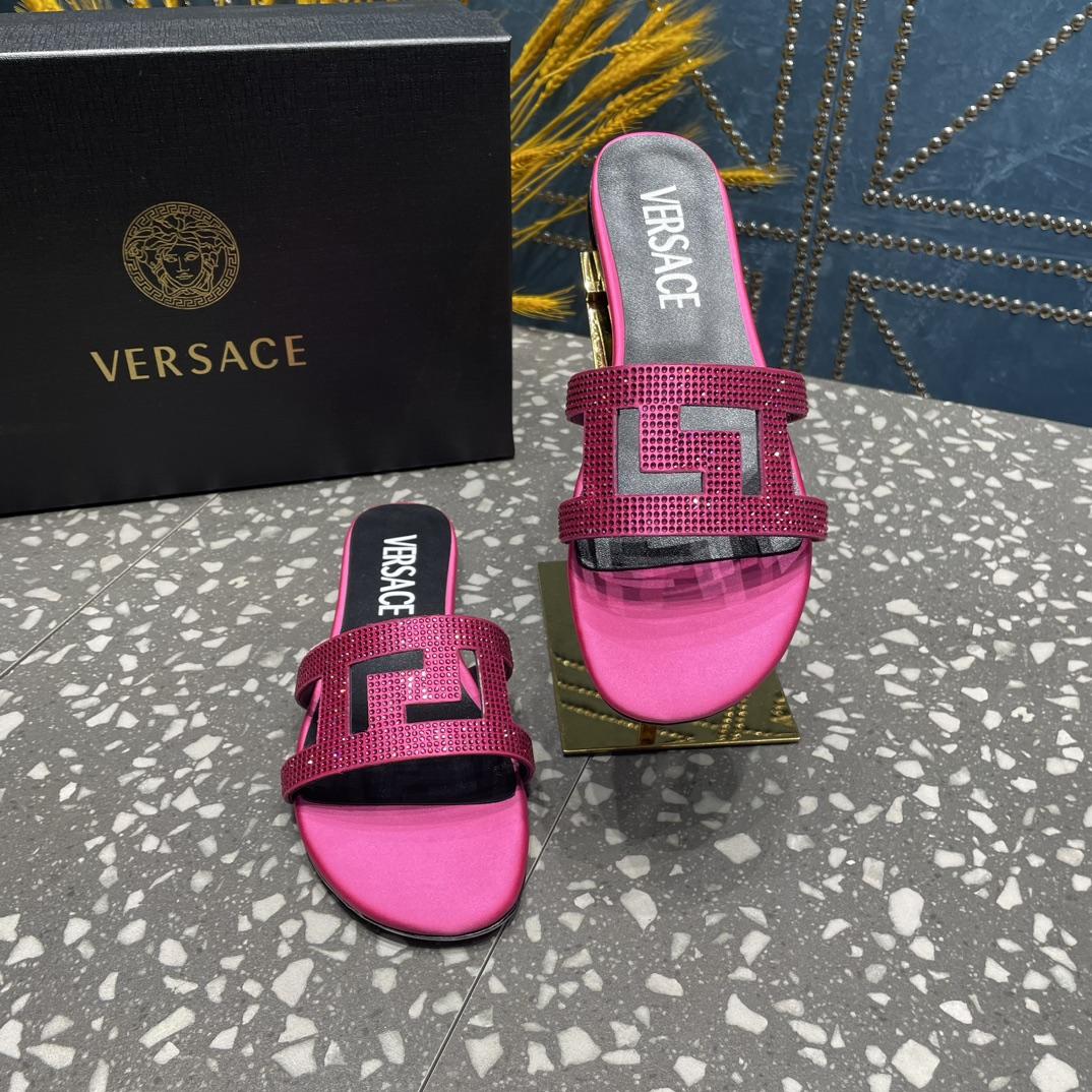 Versace Greca Maze Crystal Flat Sandals - 