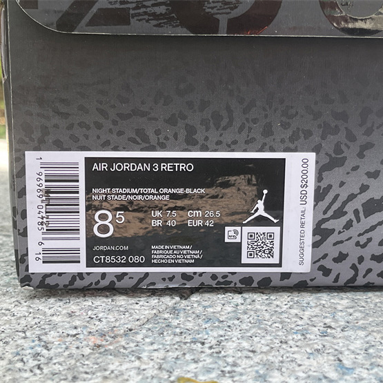 Air Jordan 3 “Fear” Basketball Shoes   CT8532-080  - 