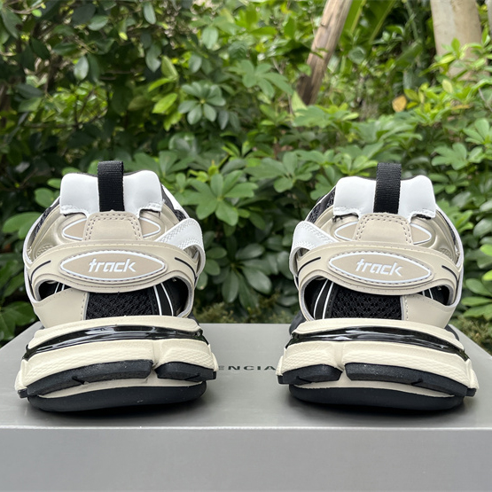 Balenciaga Track Sneaker In Beige And Black Mesh And Nylon - DesignerGu