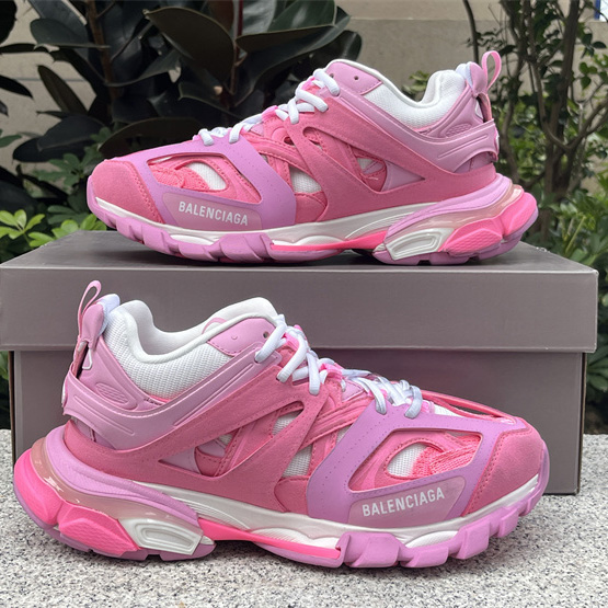 Balenciaga Track Sneaker In Pink Mesh And Suede-like Fabric - 