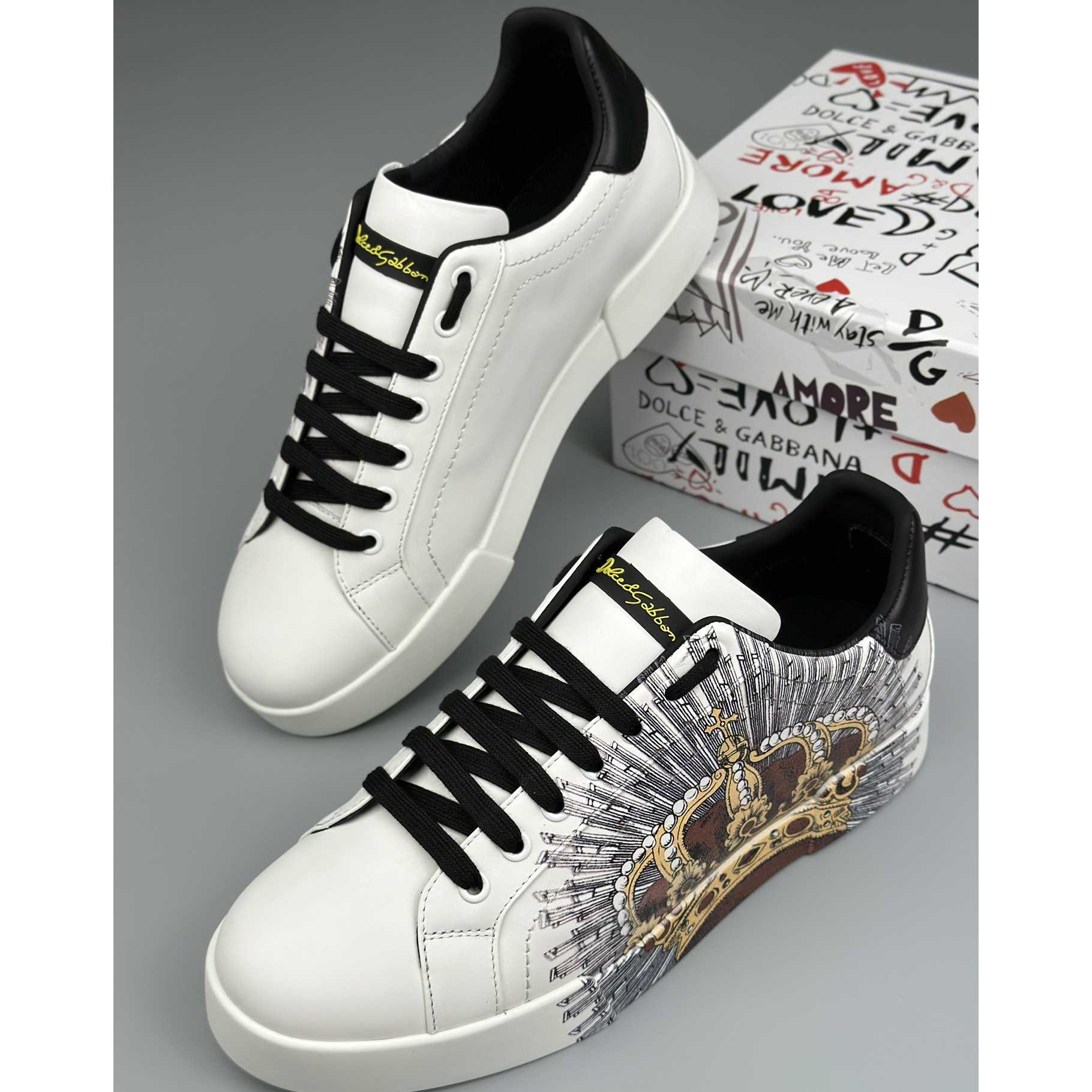 Dolce & Gabbana White Portofino Crown Sneakers - 