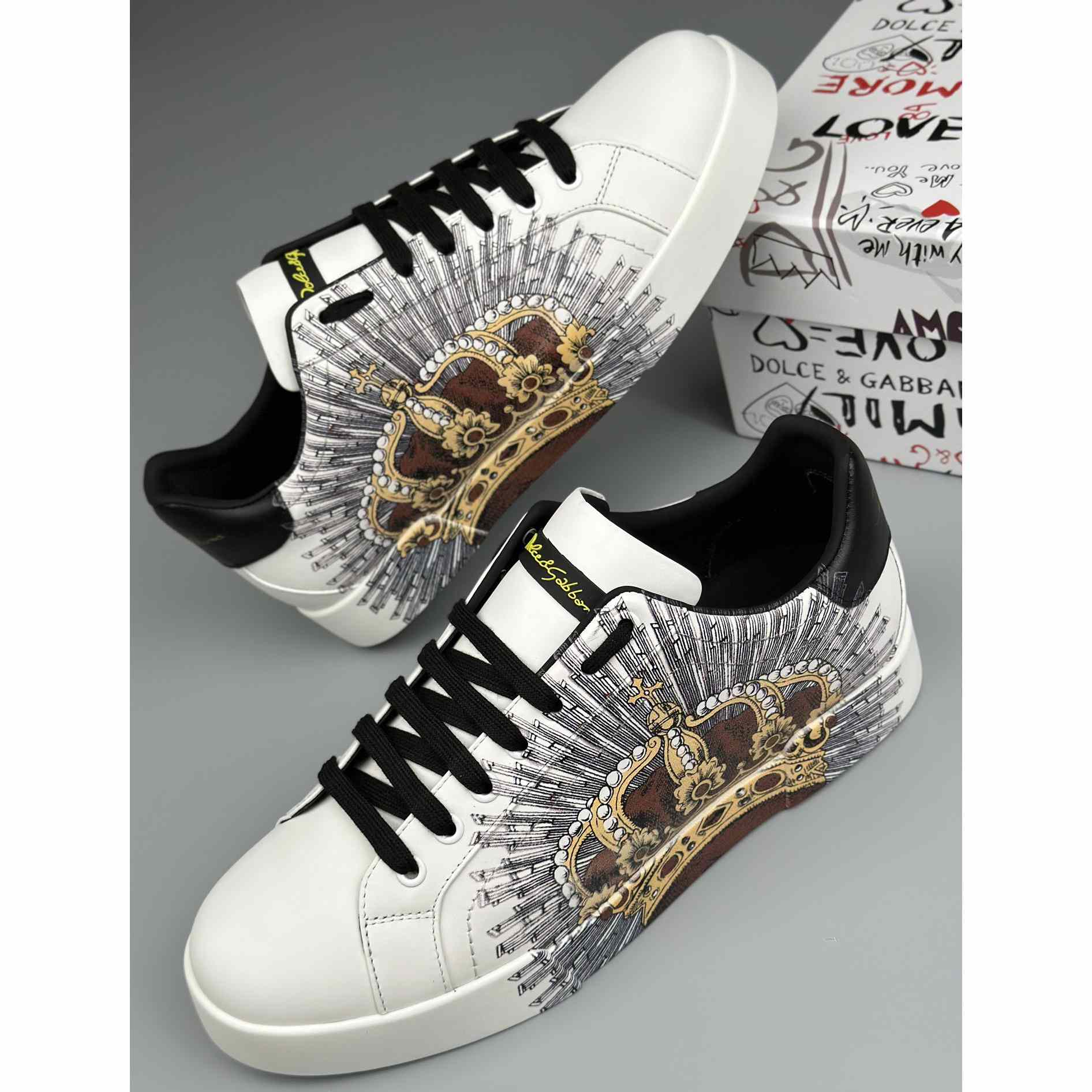 Dolce & Gabbana White Portofino Crown Sneakers - 
