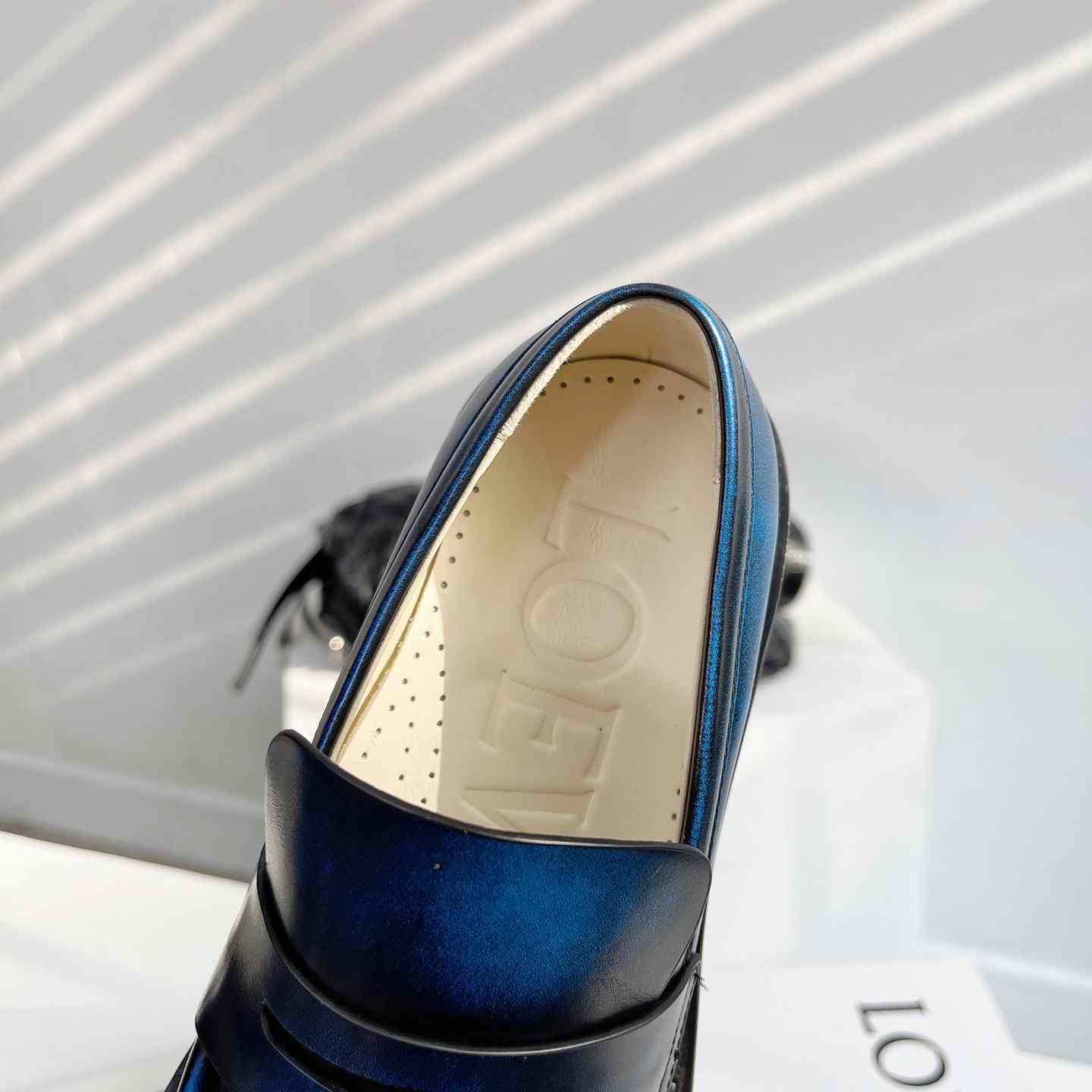 Loewe Blaze Loafer In Bicolour Brushed-off Calfskin - 