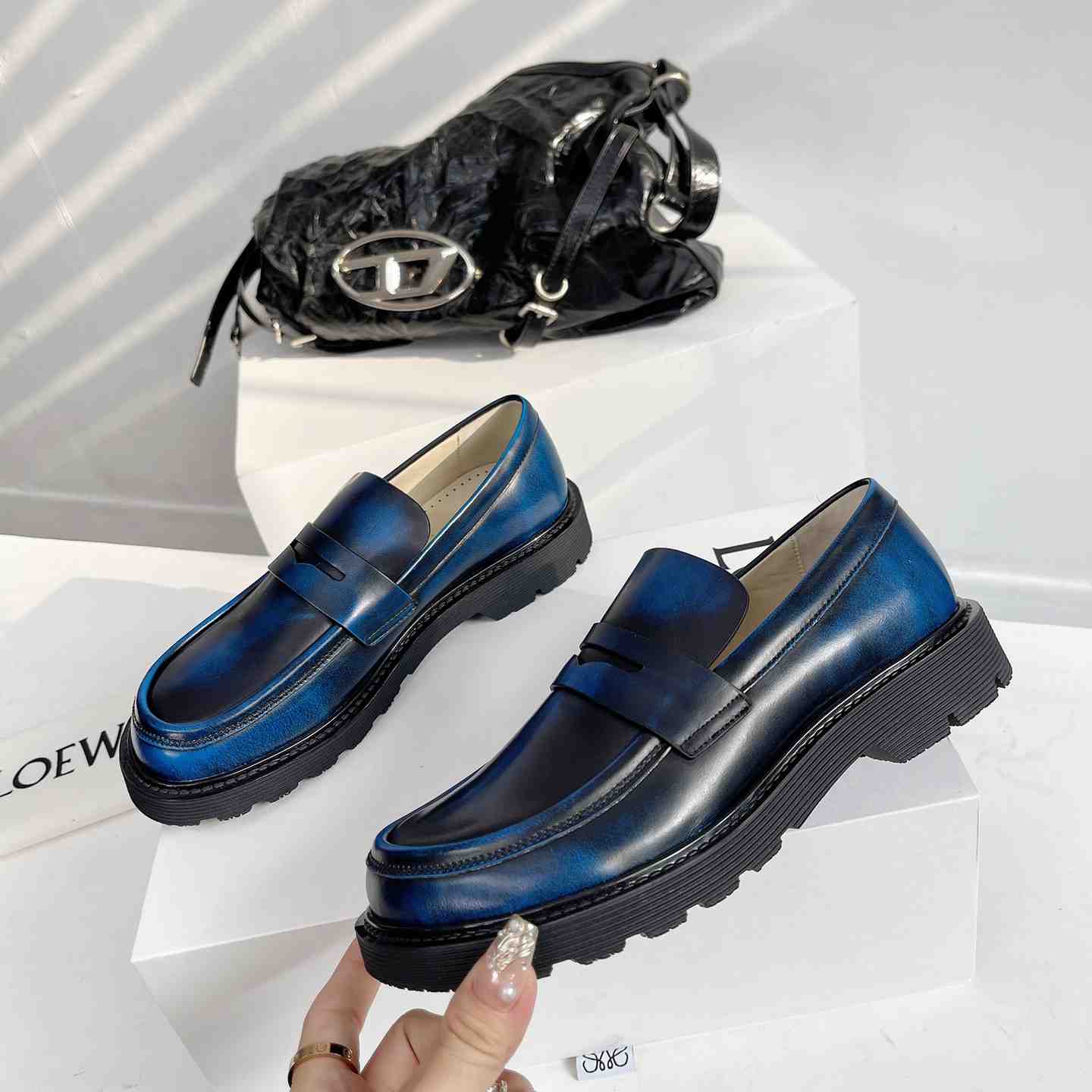 Loewe Blaze Loafer In Bicolour Brushed-off Calfskin - 