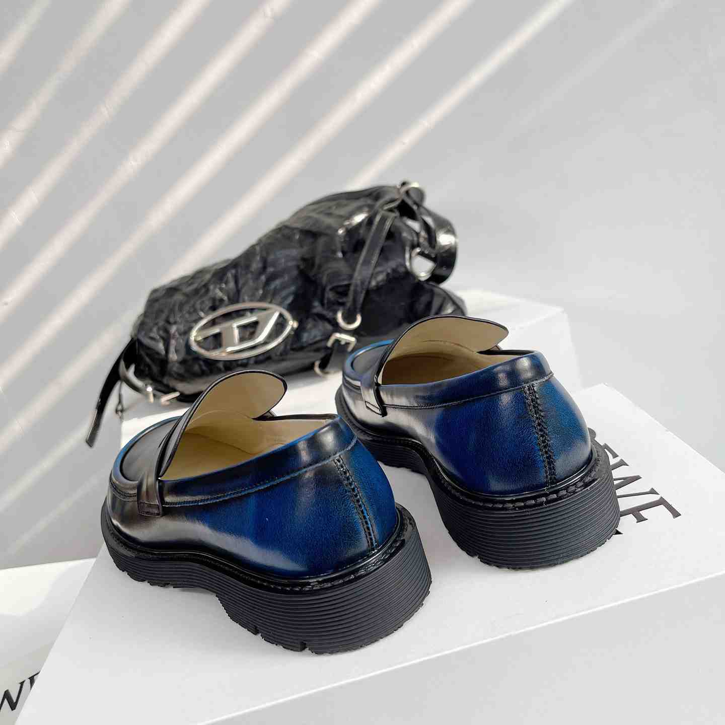 Loewe Blaze Loafer In Bicolour Brushed-off Calfskin - 