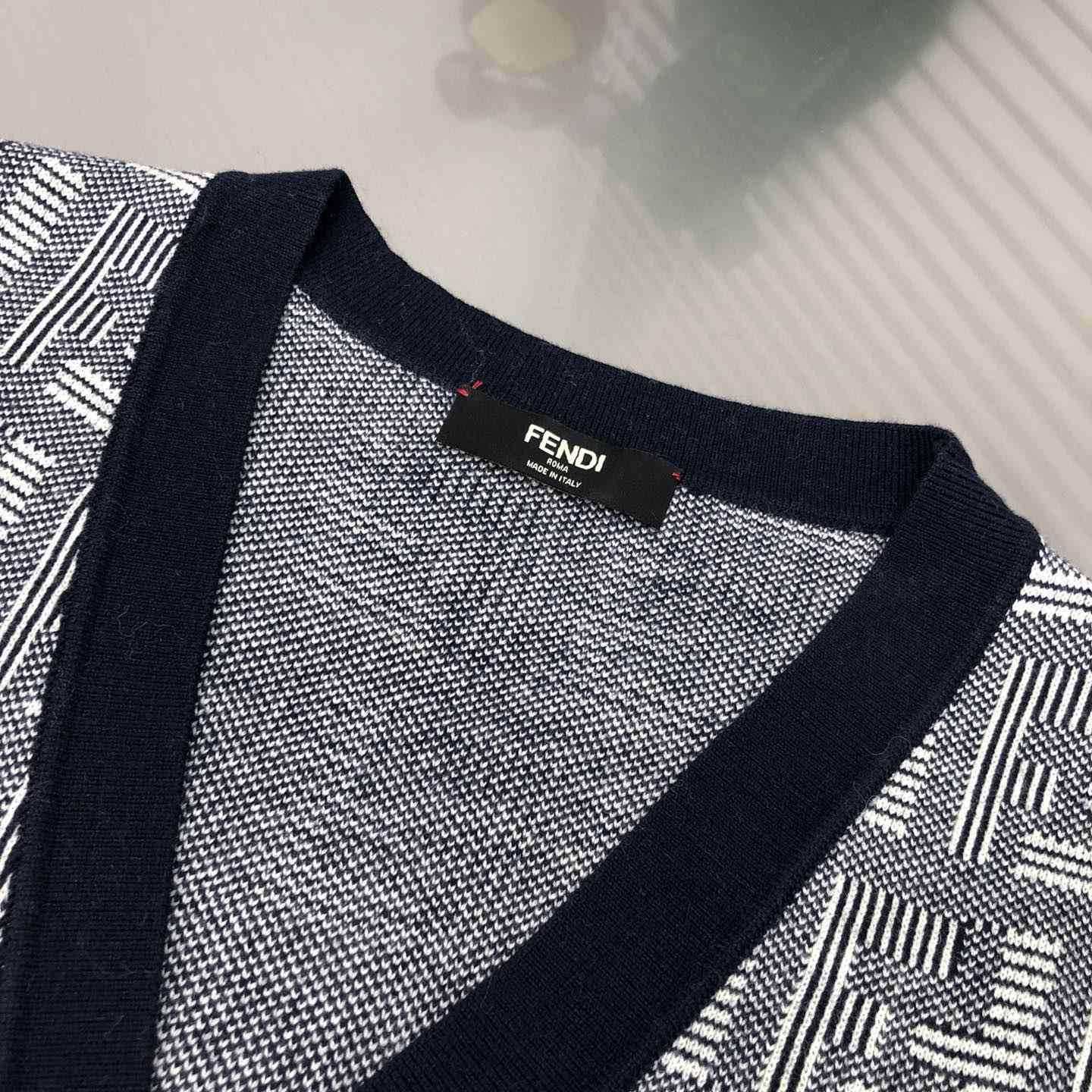 Fendi Blue Wool Cardigan - 