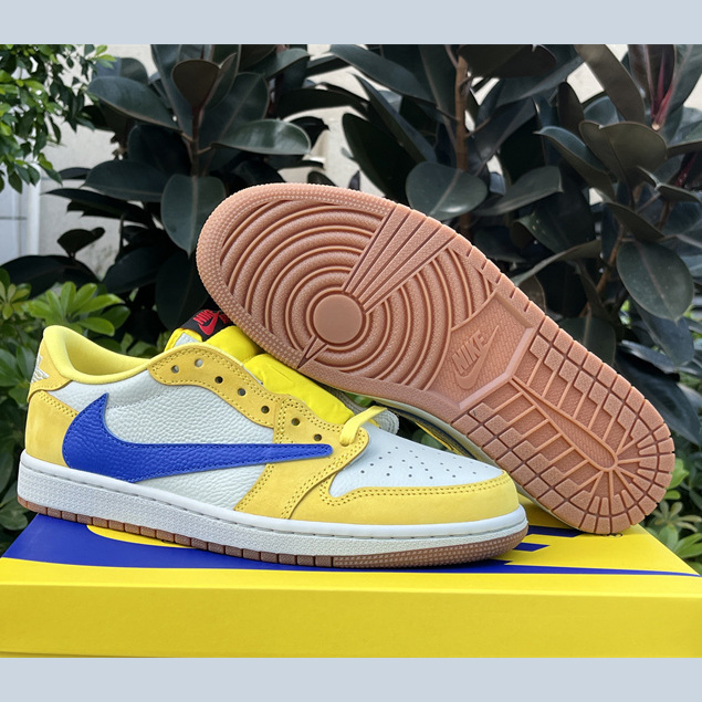 Travis Scott x Air Jordan 1 Low Canary Sneaker      DZ4137-700 - DesignerGu