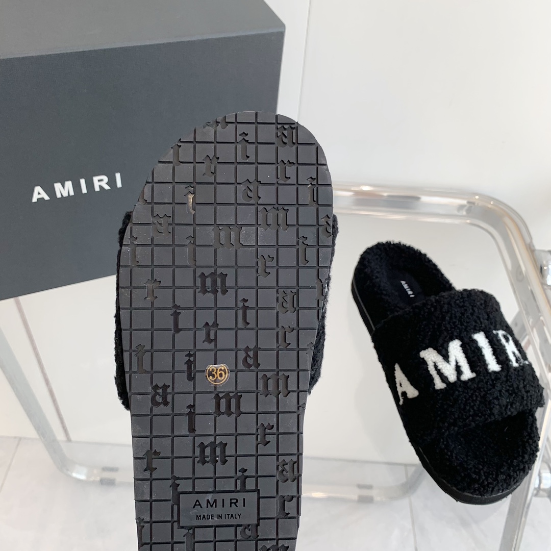 Amiri Logo-print Fleece Slippers - 