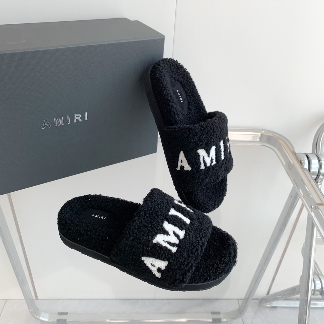 Amiri Logo-print Fleece Slippers - 
