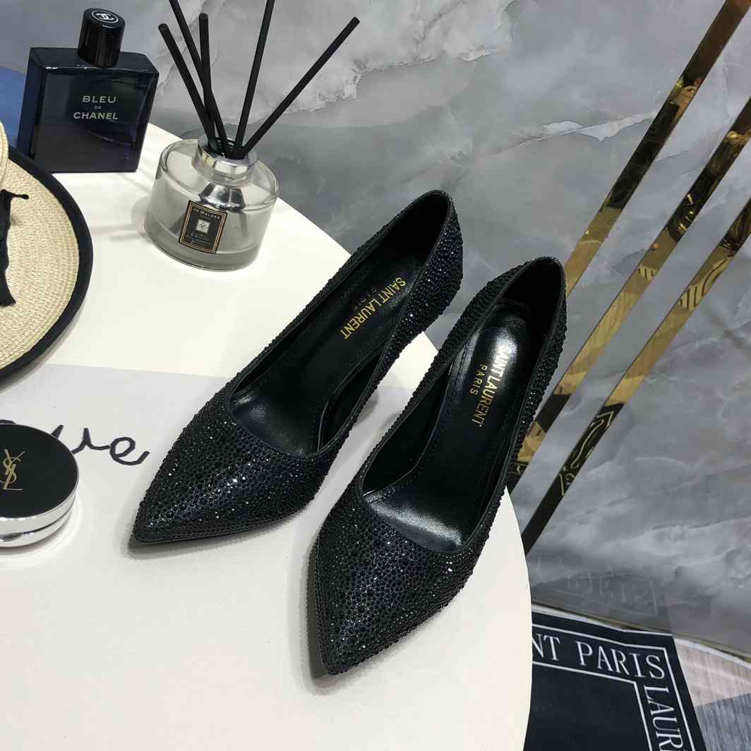 Saint Laurent Black Opyum Glitter Pumps - 