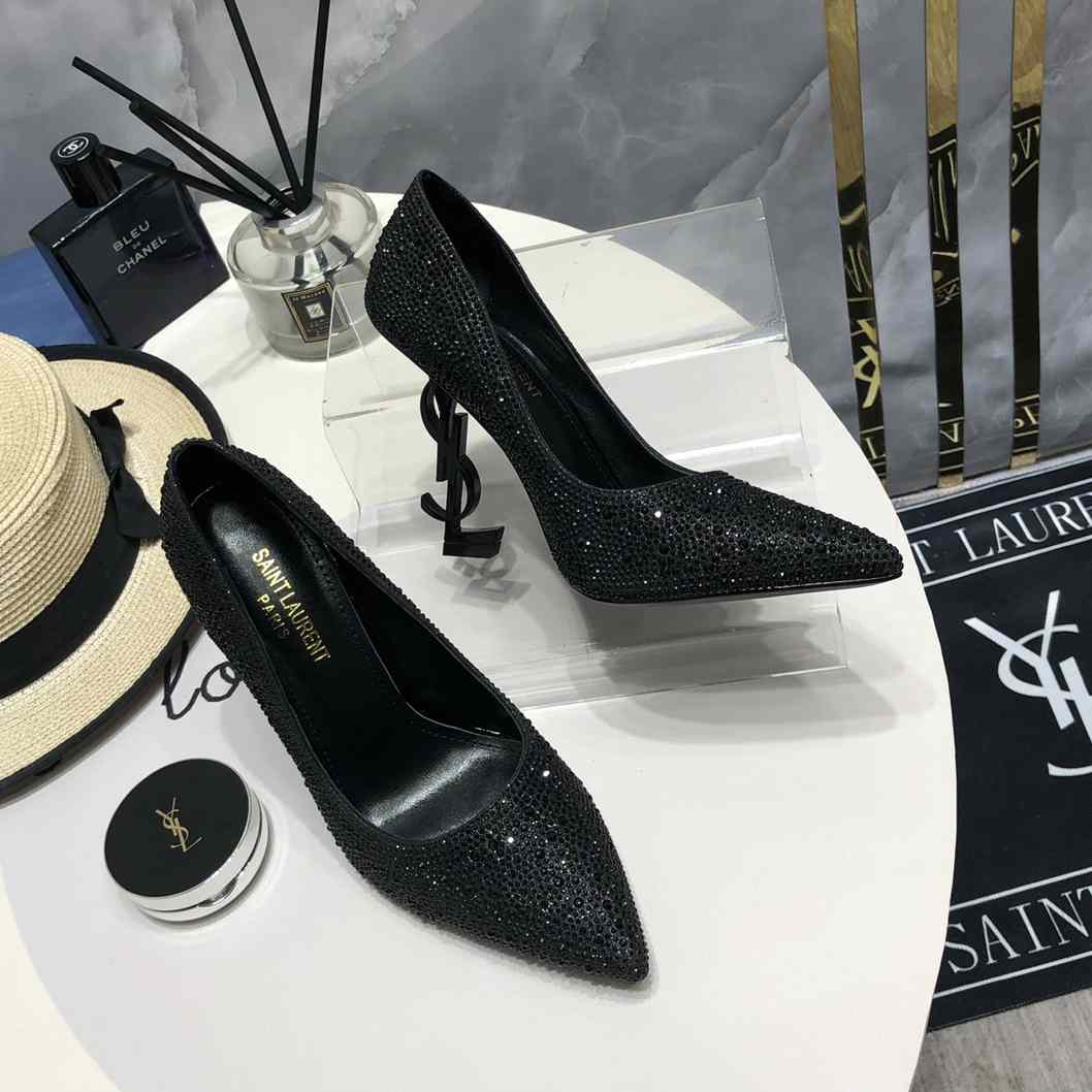 Saint Laurent Black Opyum Glitter Pumps - 