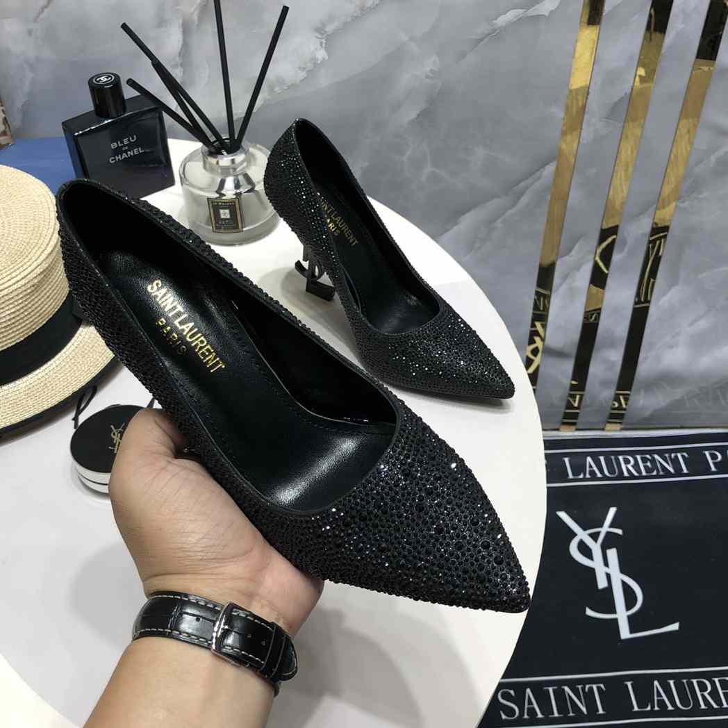 Saint Laurent Black Opyum Glitter Pumps - 