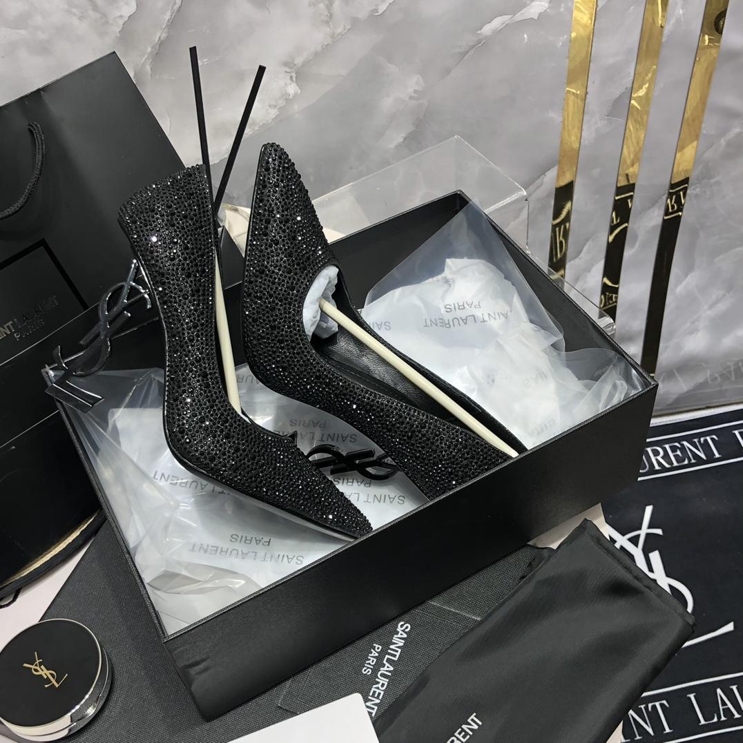 Saint Laurent Black Opyum Glitter Pumps - 