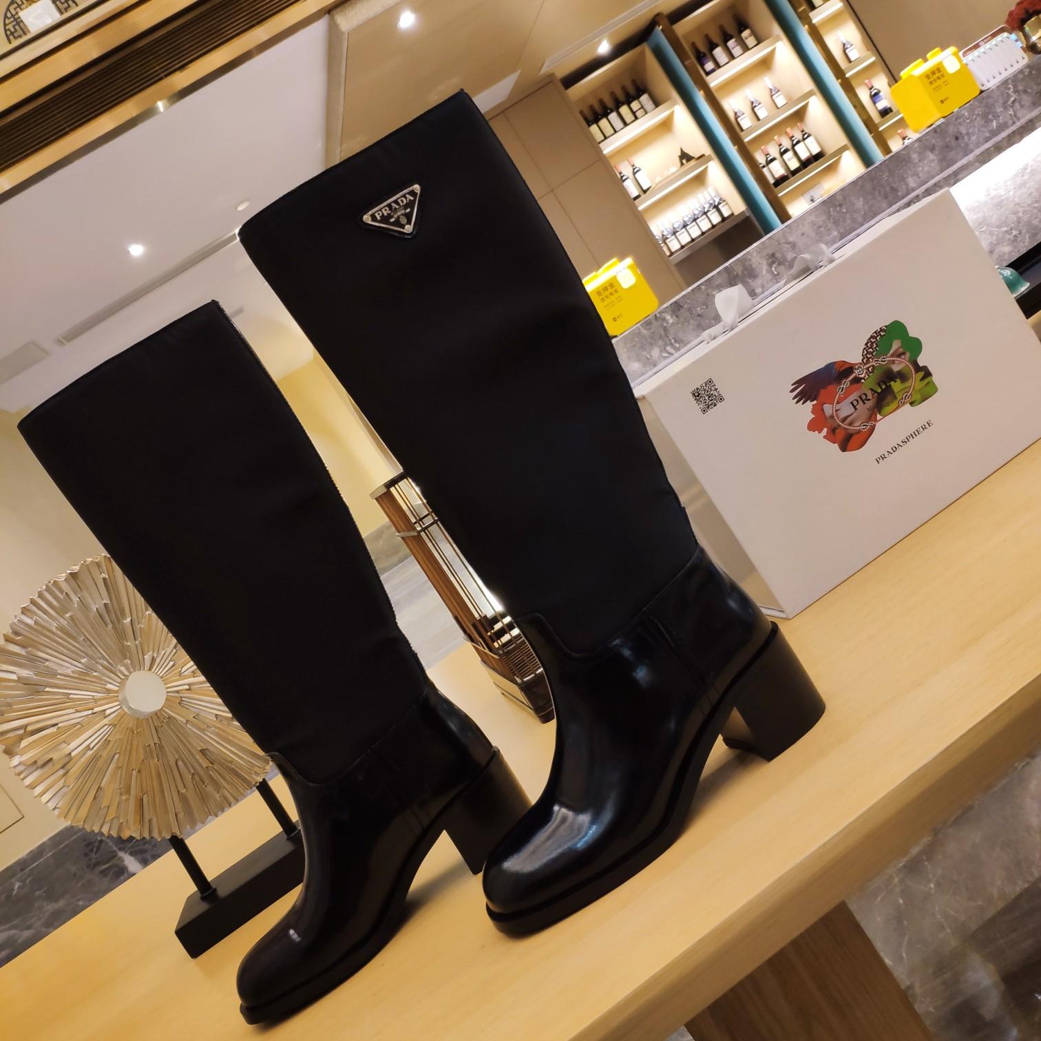 Prada Leather And Re-Nylon Boots - 