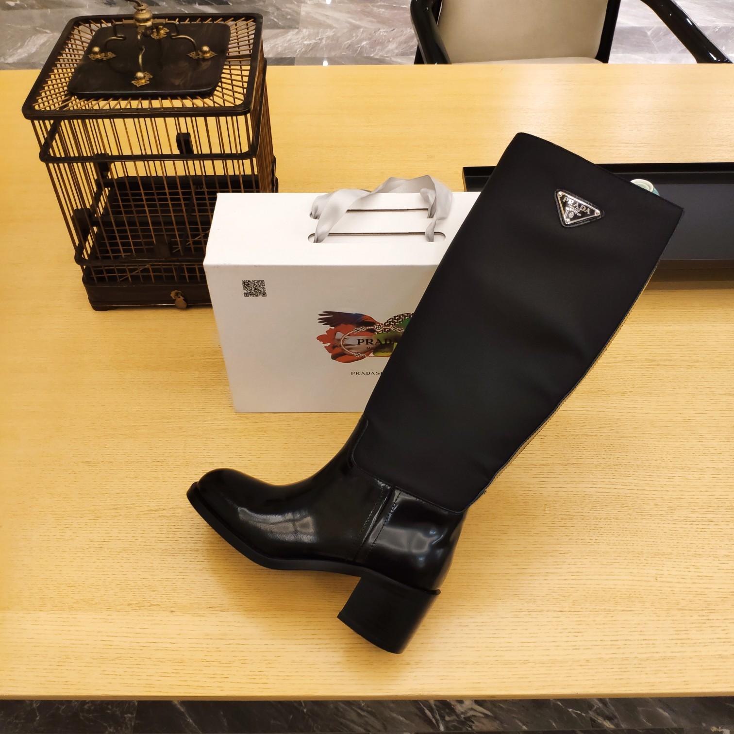 Prada Leather And Re-Nylon Boots - 