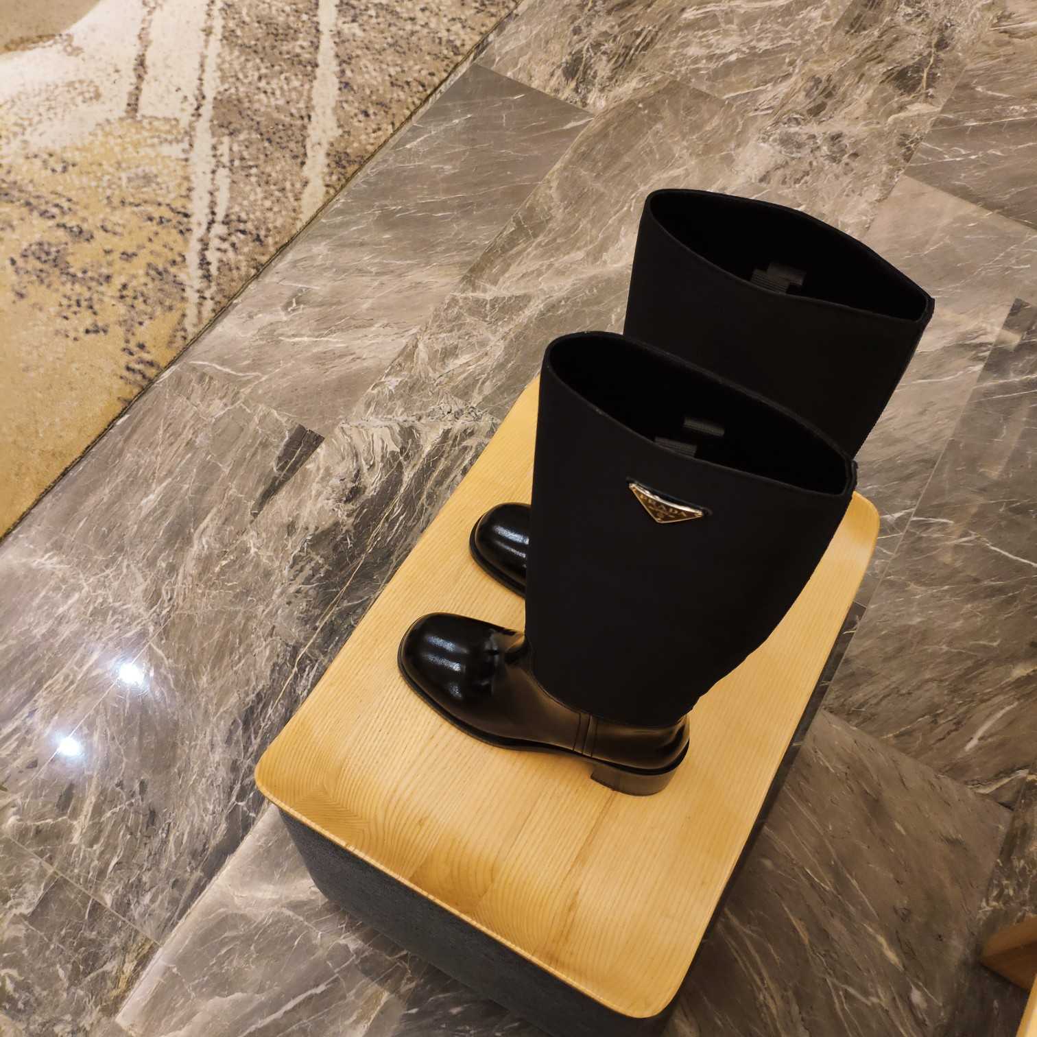 Prada Leather And Re-Nylon Boots - 