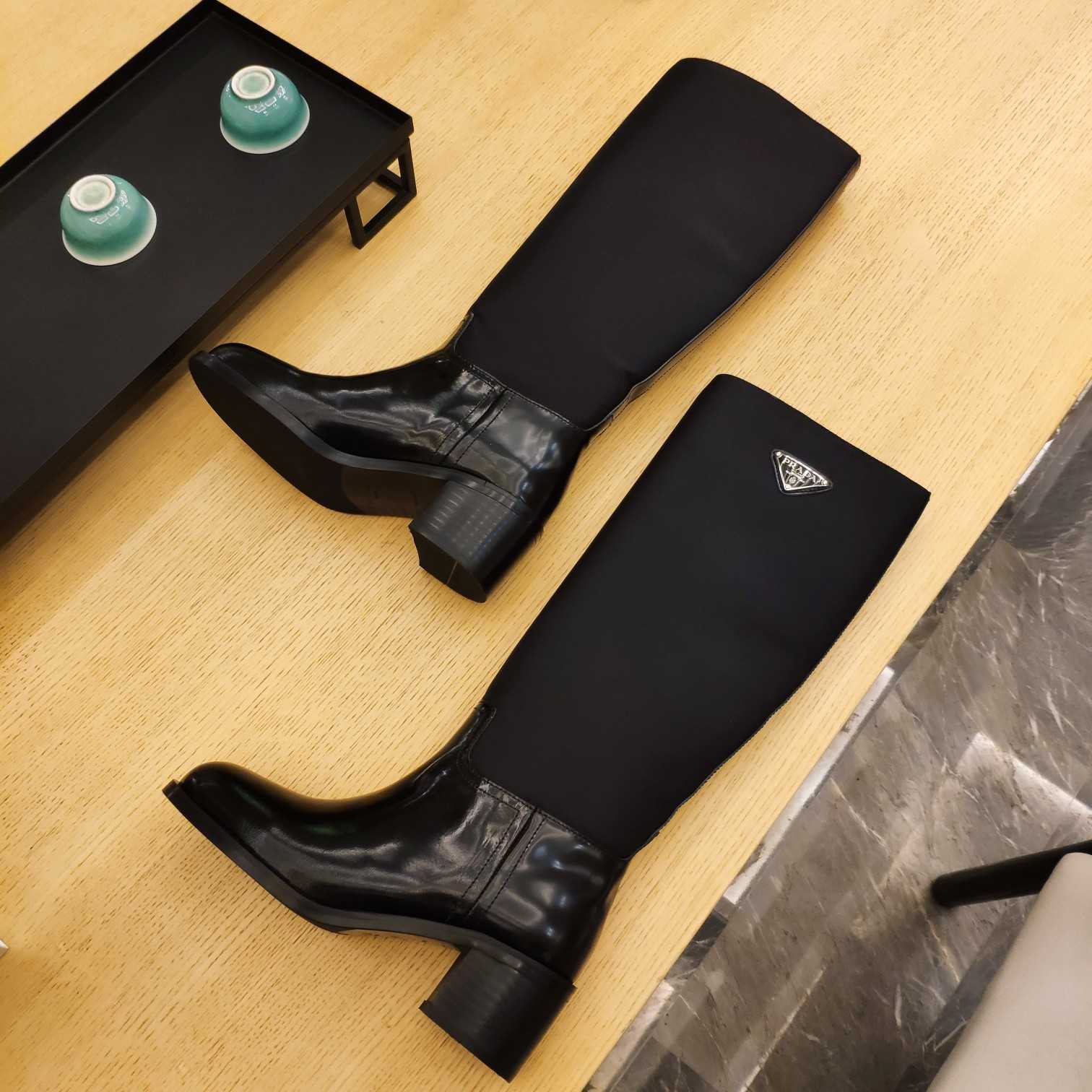 Prada Leather And Re-Nylon Boots - 