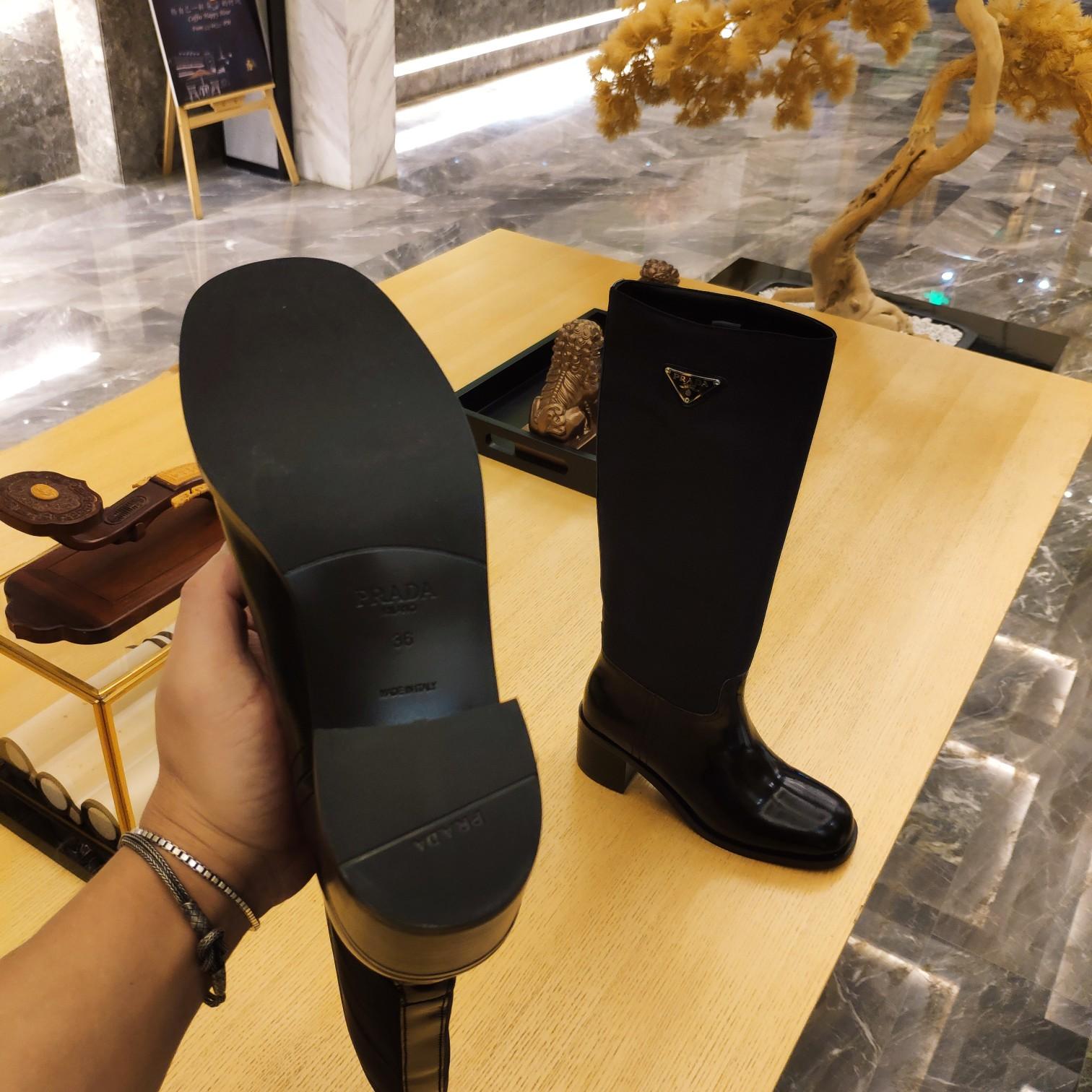 Prada Leather And Re-Nylon Boots - 