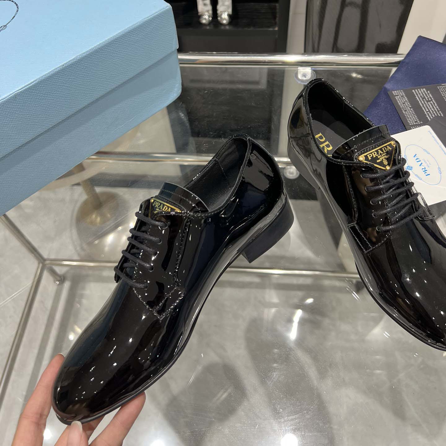 Prada Patent Leather Lace-up Shoes - 