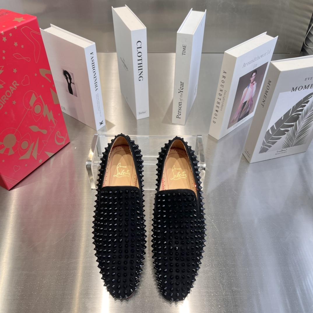 Christian Louboutin Black Dandelion Spikes Loafers - 
