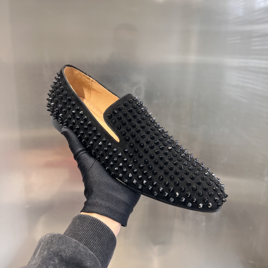 Christian Louboutin Black Dandelion Spikes Loafers - 