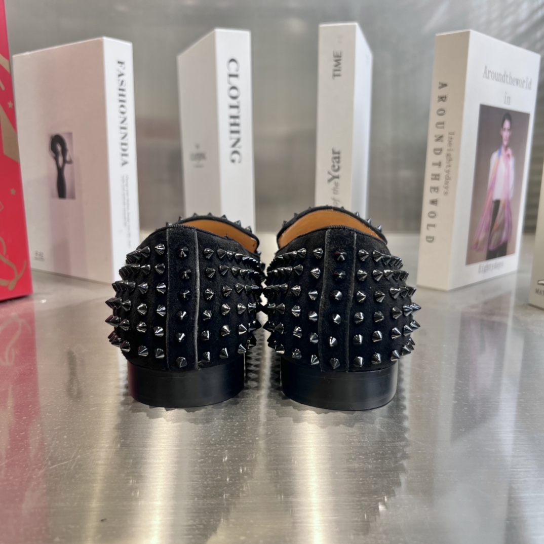 Christian Louboutin Black Dandelion Spikes Loafers - 