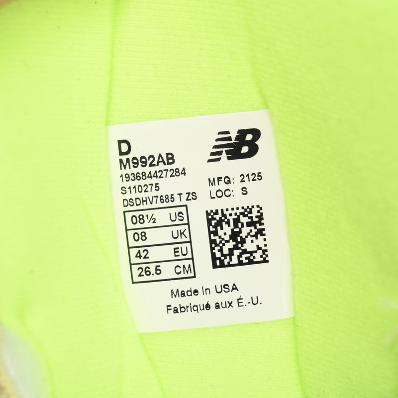 New Balance 992 Yellow Green Powder Sneakers      M992AB - 