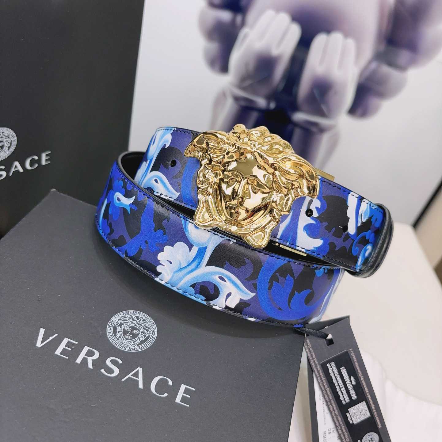 Versace La Medusa Logo-buckle Barocco-print Belt   40mm - 