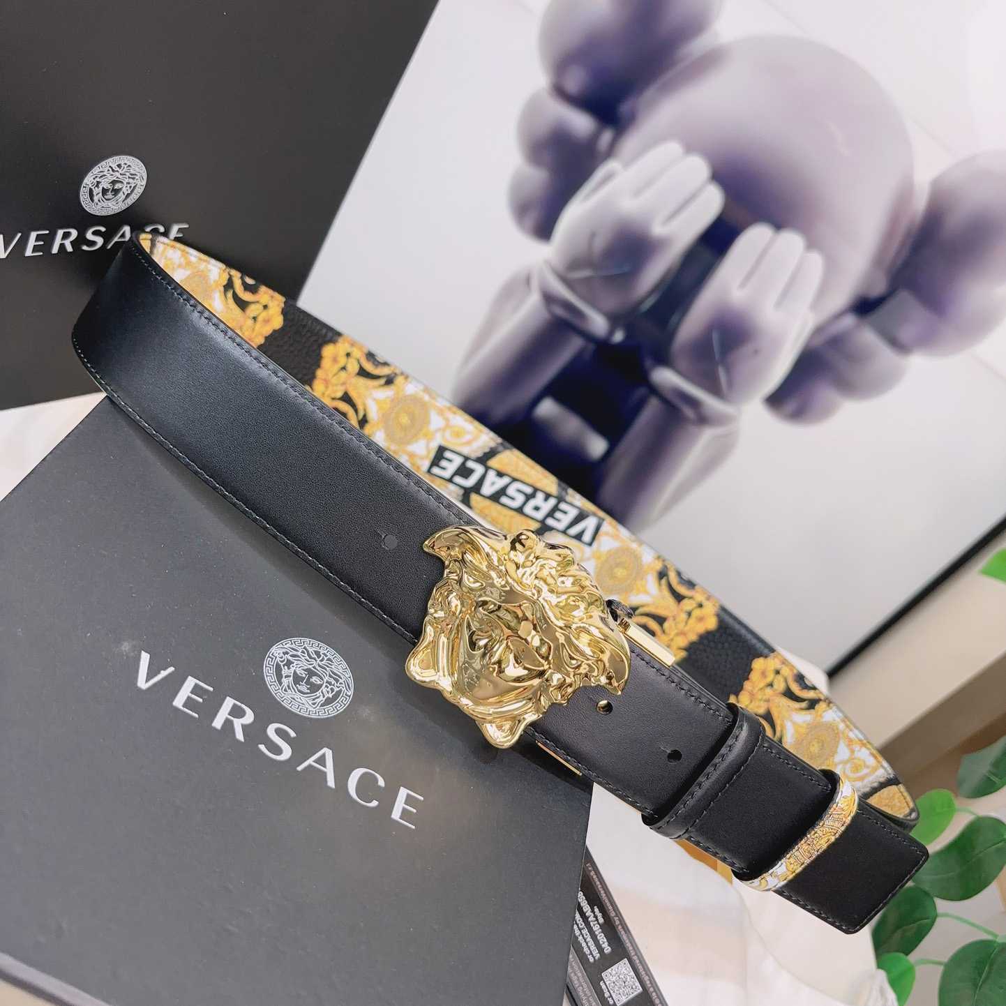 Versace La Medusa Logo-buckle Barocco-print Belt   40mm - 