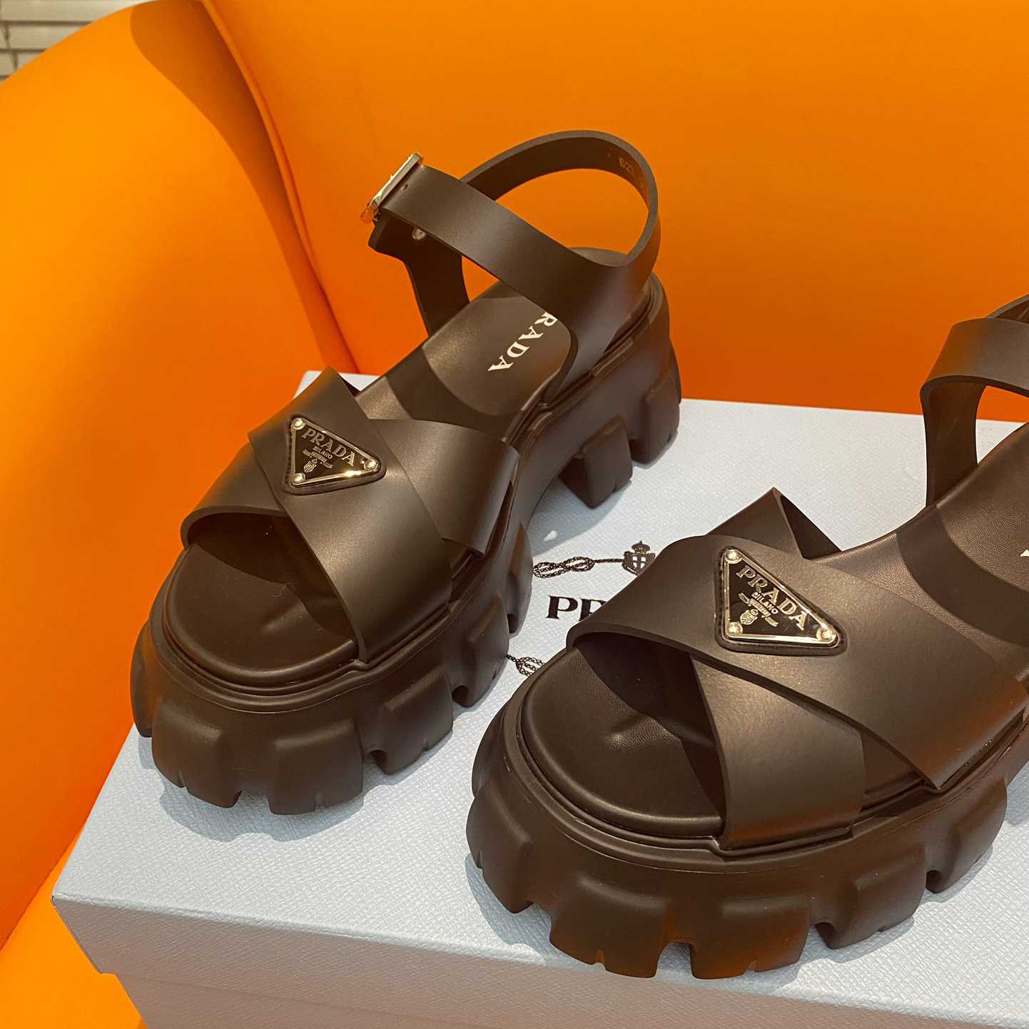 Prada Monolith Rubber Sandals - DesignerGu