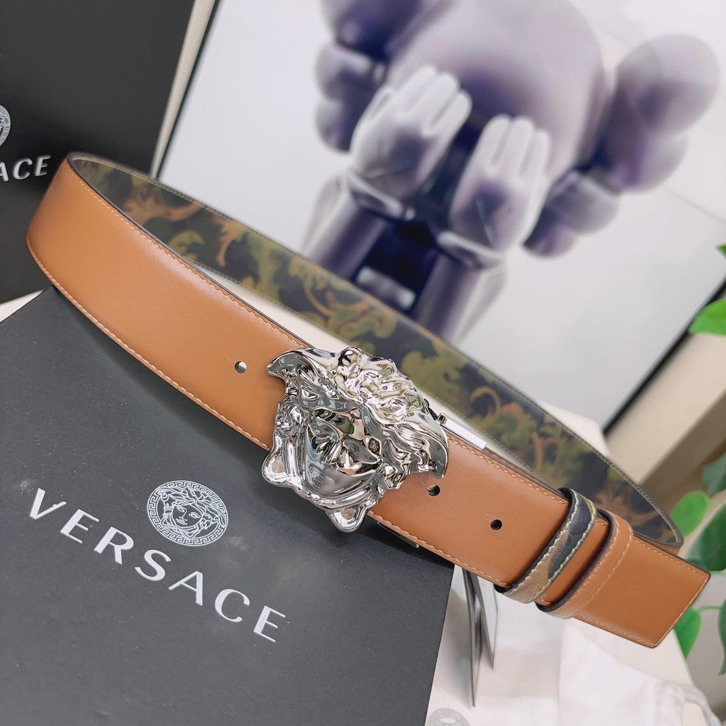 Versace La Medusa Logo-buckle Barocco-print Belt   40mm - 