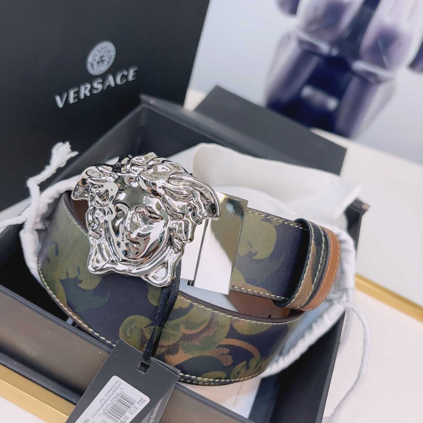 Versace La Medusa Logo-buckle Barocco-print Belt   40mm - 