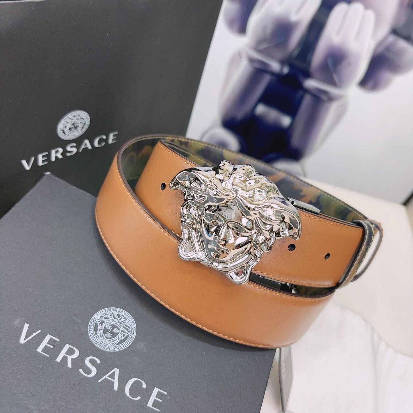 Versace La Medusa Logo-buckle Barocco-print Belt   40mm - 