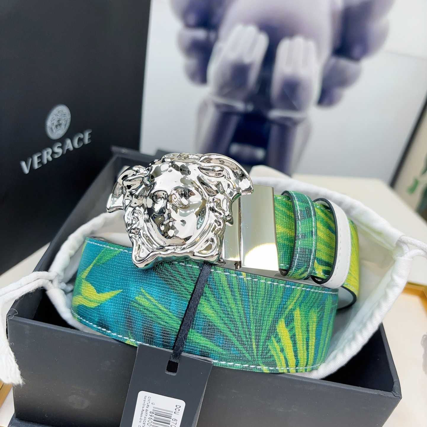 Versace Tiger La Medusa Leather Belt   40mm - 