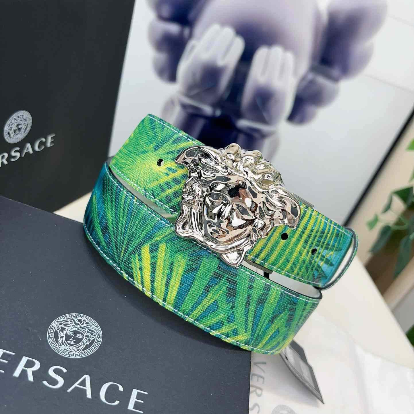 Versace Tiger La Medusa Leather Belt   40mm - 