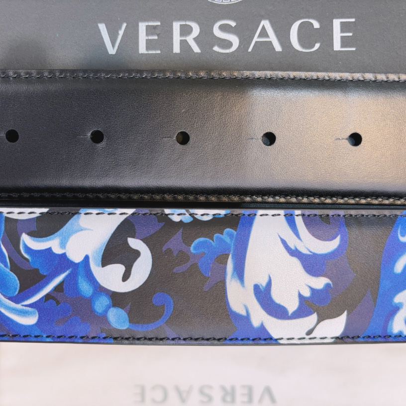 Versace La Medusa Logo-buckle Barocco-print Belt   40mm - 