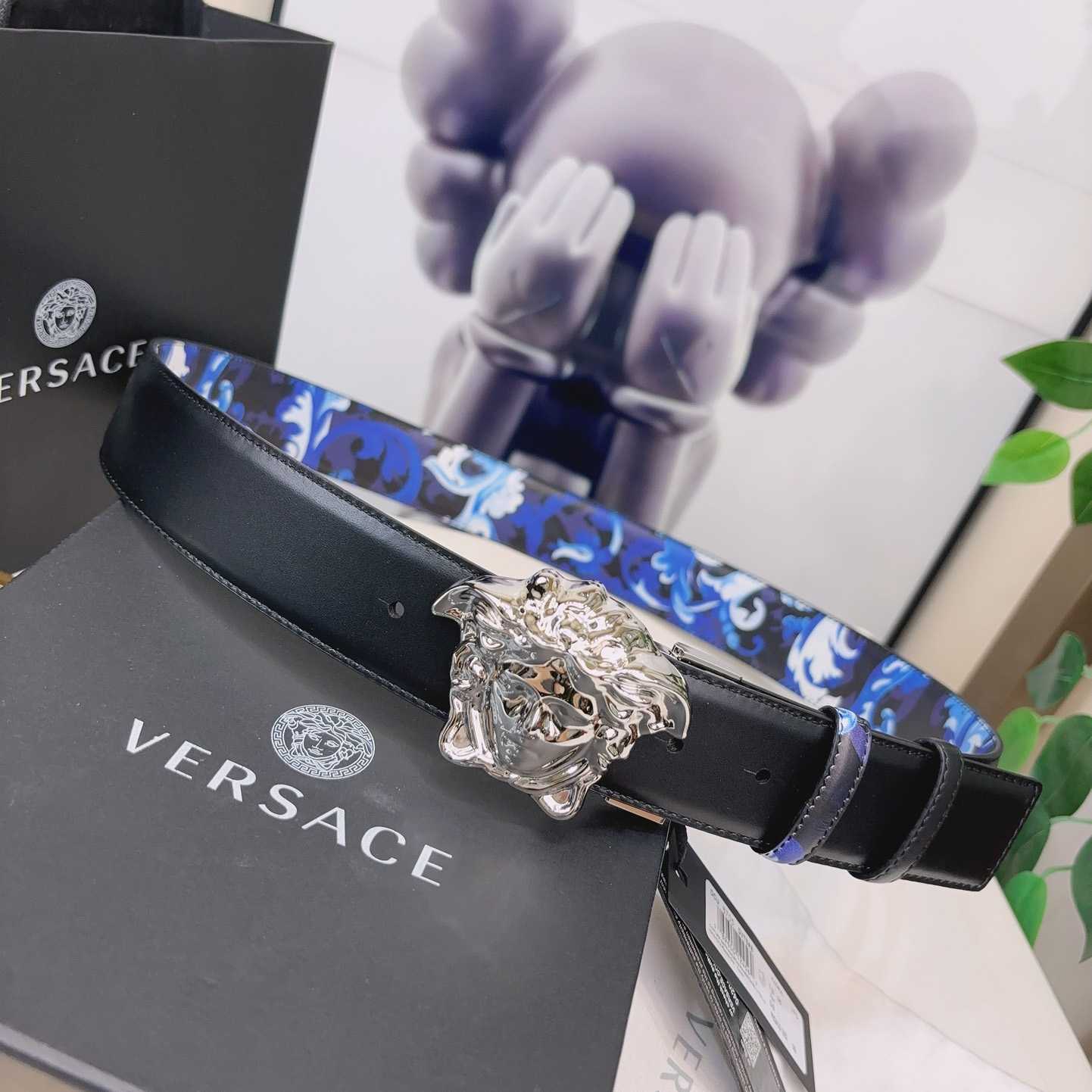 Versace La Medusa Logo-buckle Barocco-print Belt   40mm - 