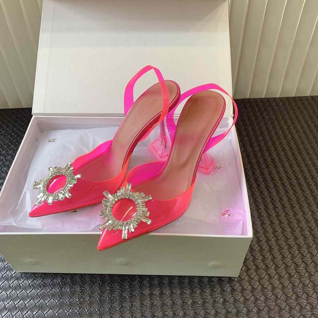 Amina Muaddi Begum Glass Pink Slingbacks - 