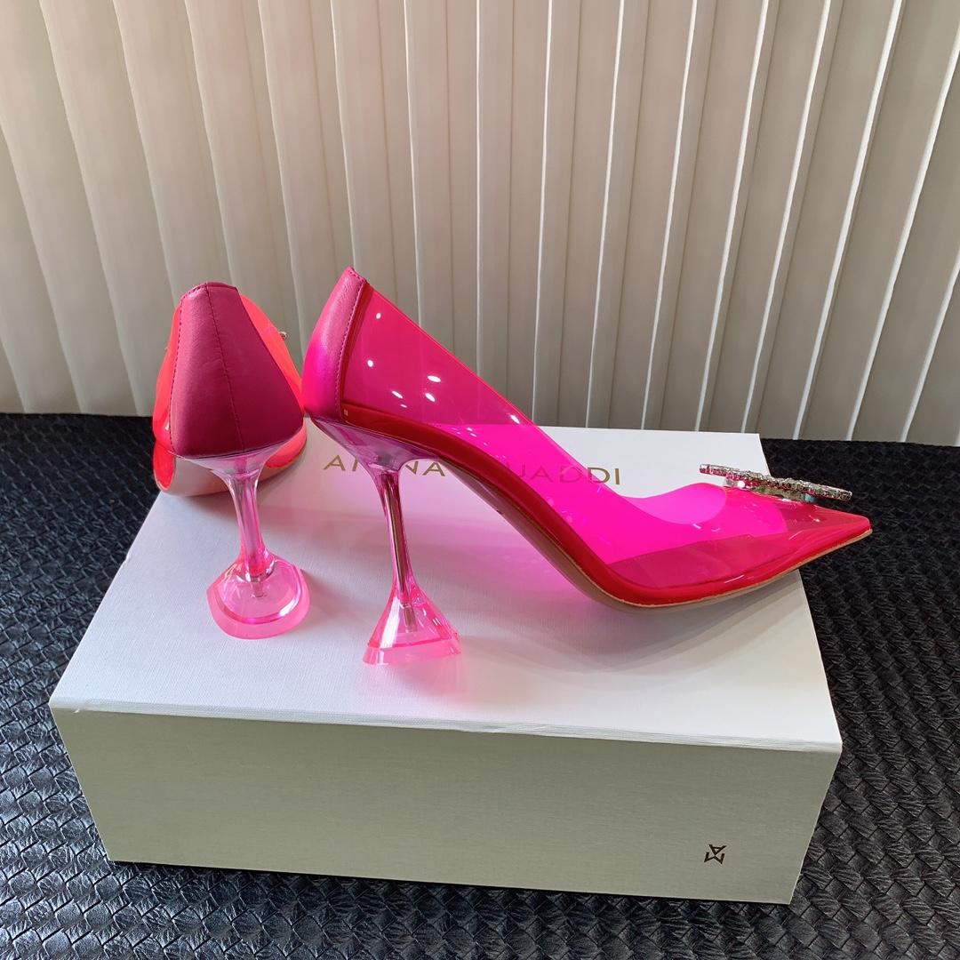 Amina Muaddi Begum Glass Pink Slingbacks - 