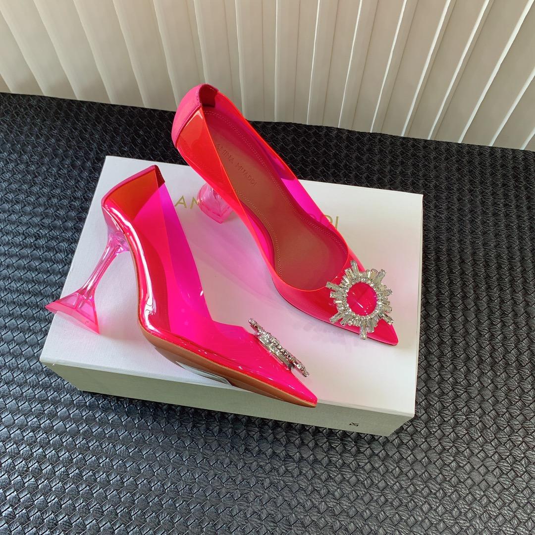Amina Muaddi Begum Glass Pink Slingbacks - 