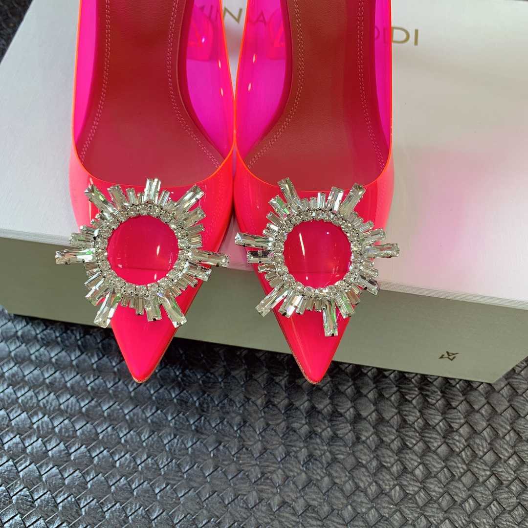 Amina Muaddi Begum Glass Pink Slingbacks - 