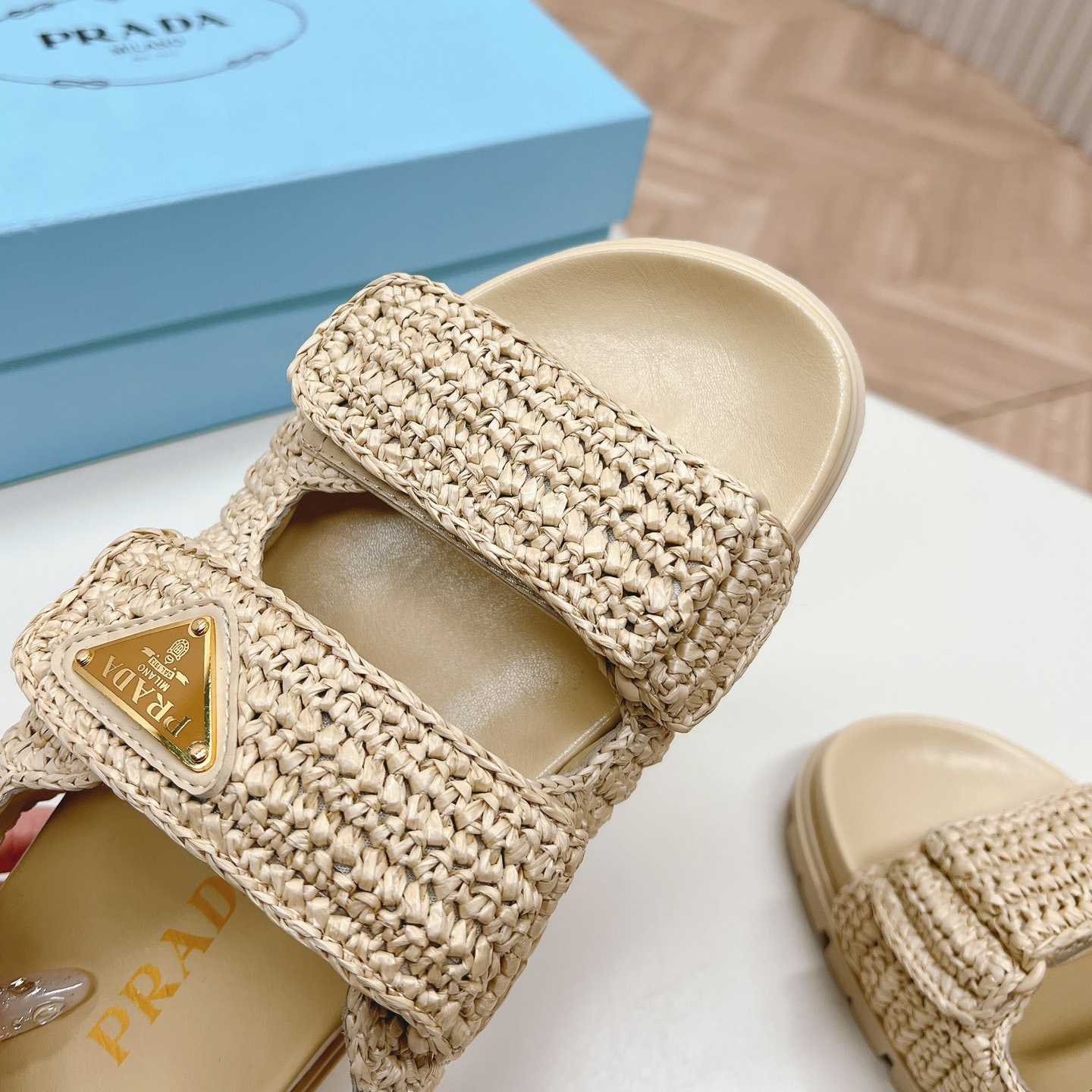 Prada Woven Fabric Sandals - 