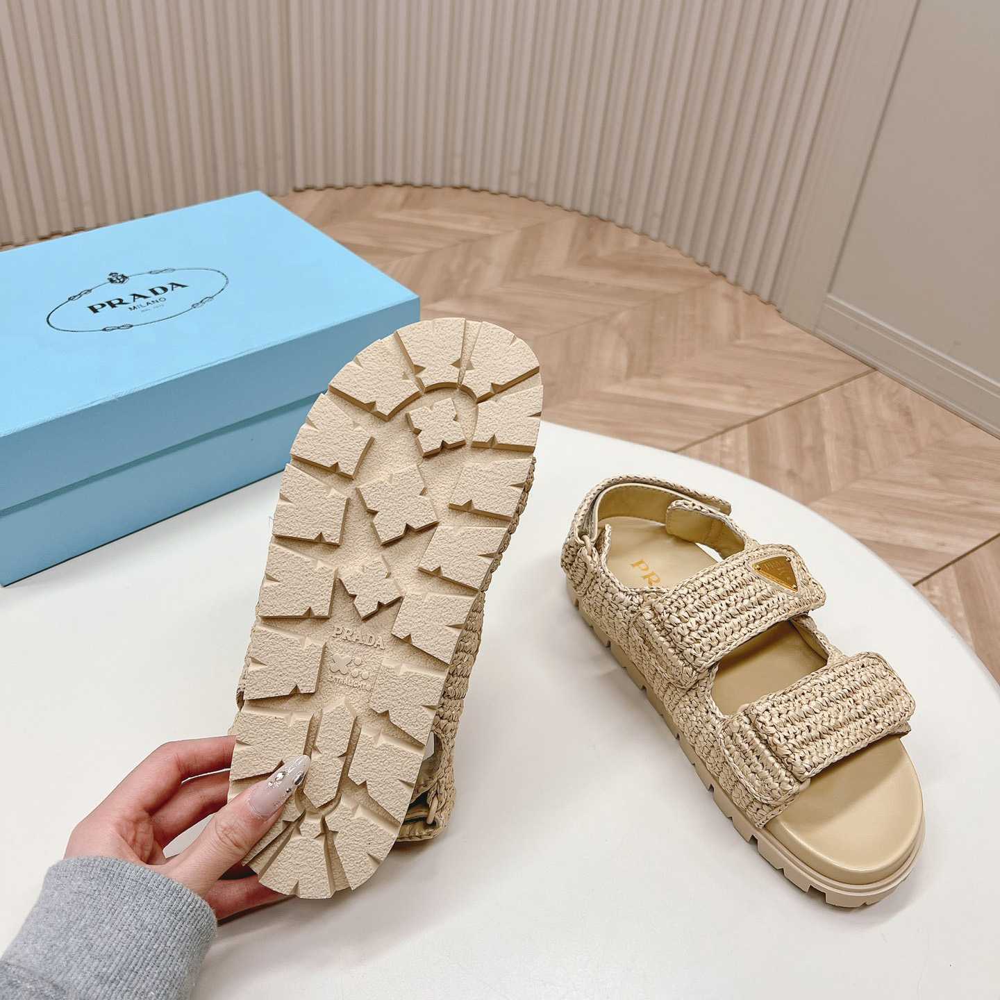 Prada Woven Fabric Sandals - 