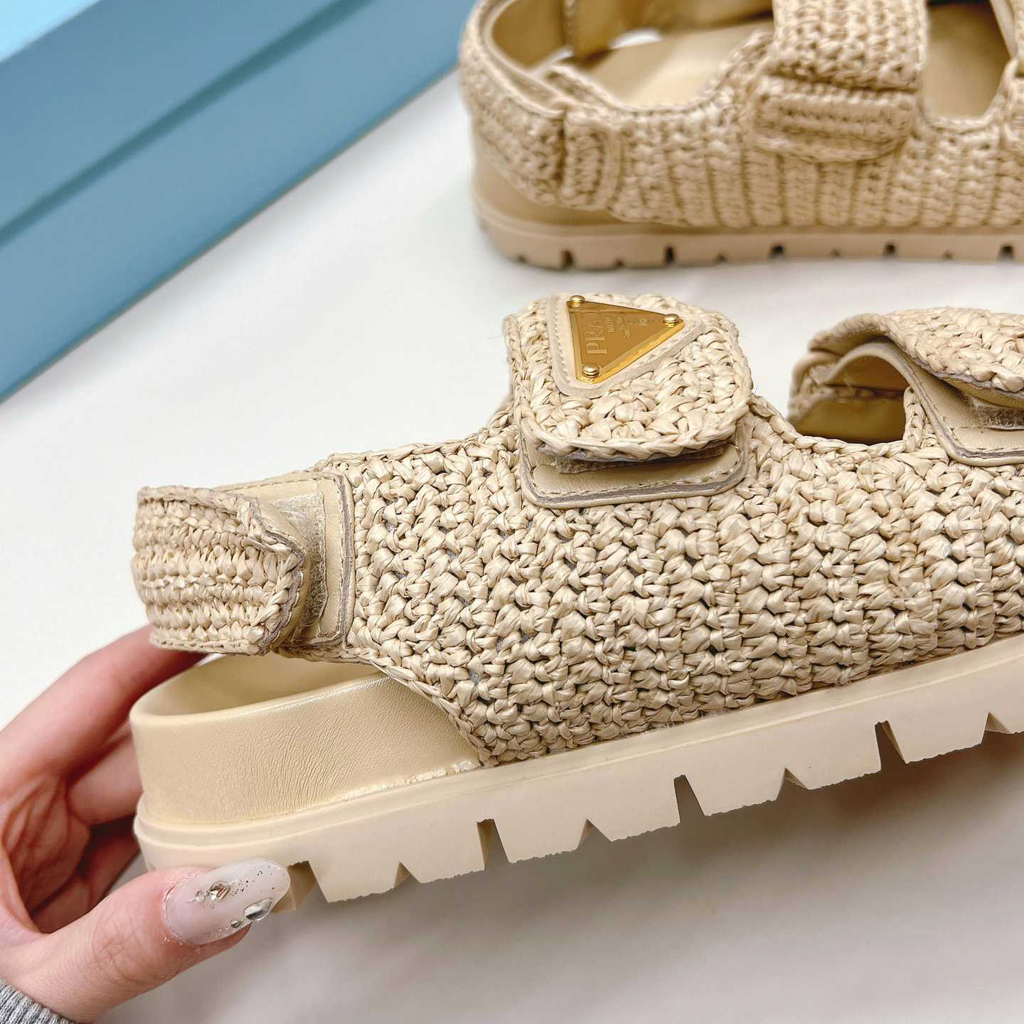 Prada Woven Fabric Sandals - 