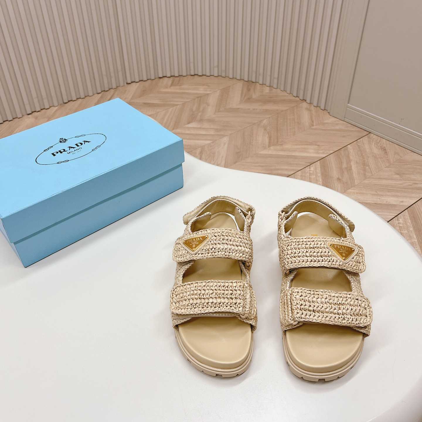 Prada Woven Fabric Sandals - 