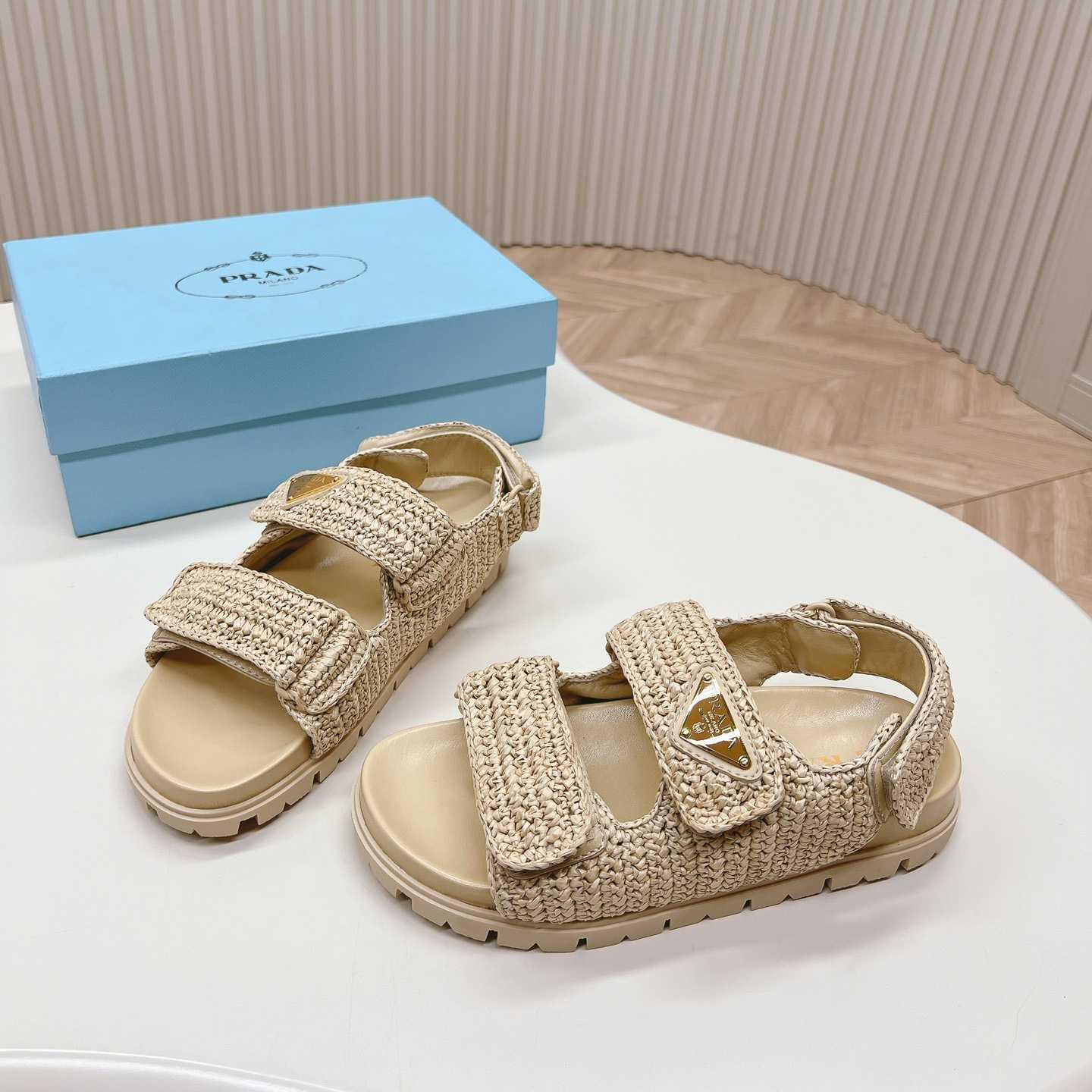 Prada Woven Fabric Sandals - 